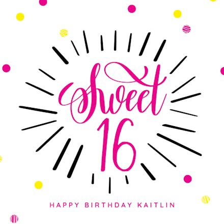 Modern Sweet 16 Birthday Card Free Greetings Island