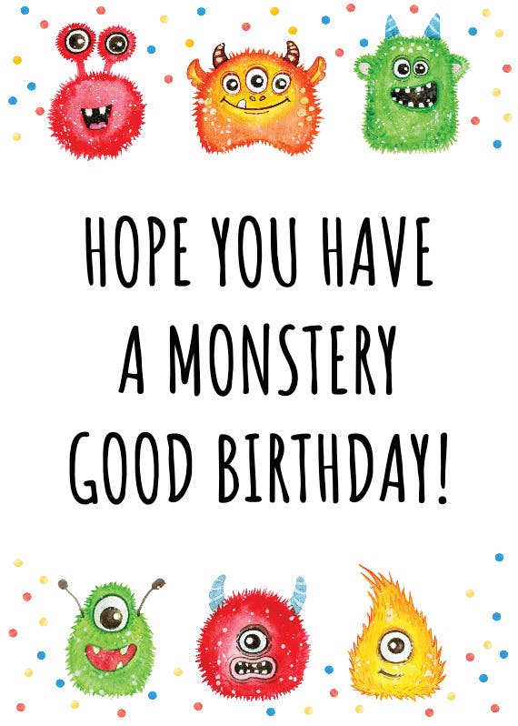 Monsters -   funny birthday card