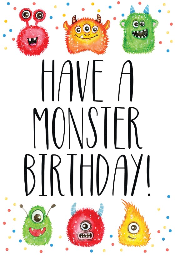 Monsters - happy birthday card
