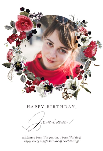 Moody Flowers Photo - Birthday Card