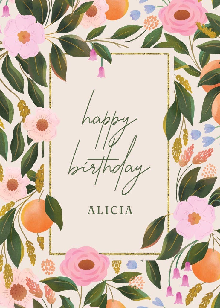 Orange blossoms - birthday card