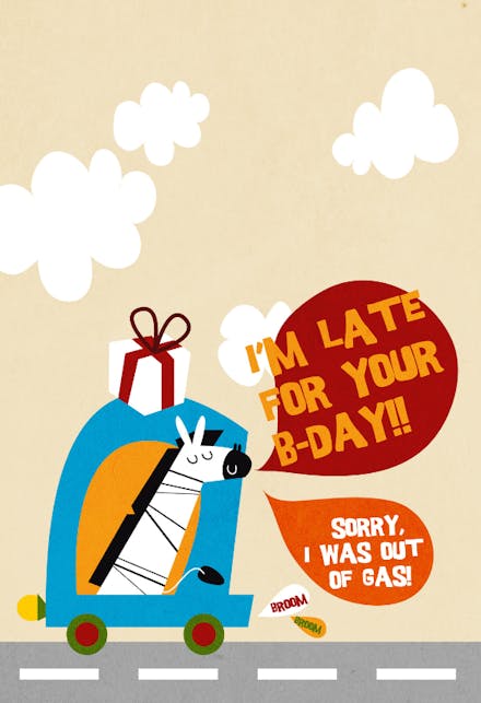 Out of Gas - Birthday Card