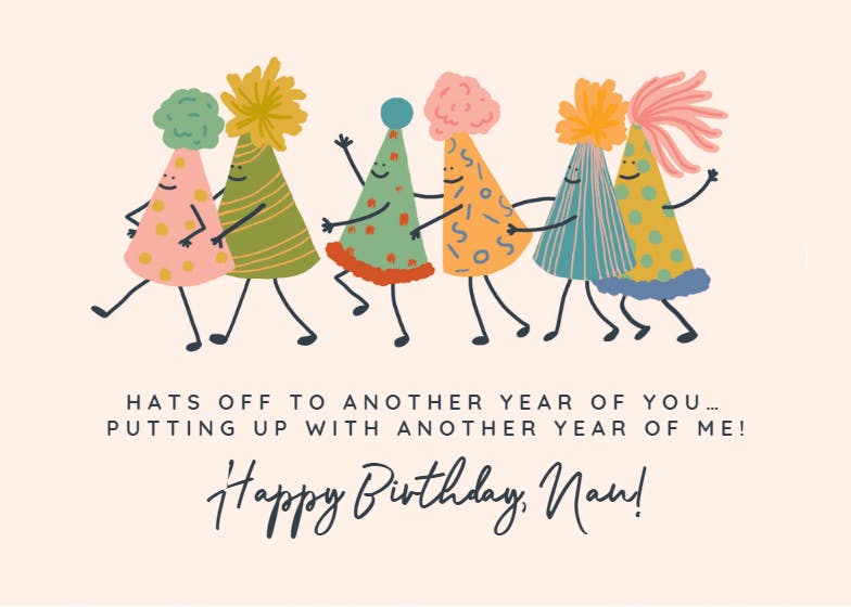Party hat parade - happy birthday card
