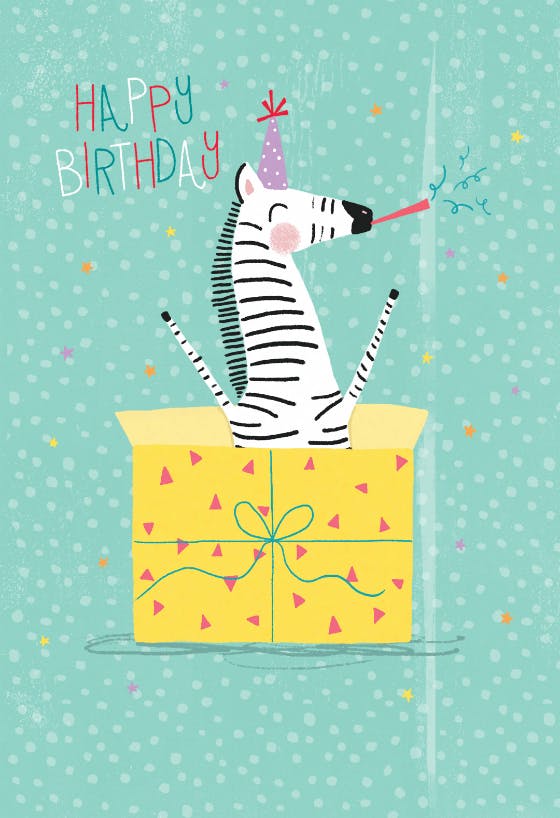 Party like a zebra - happy birthday card