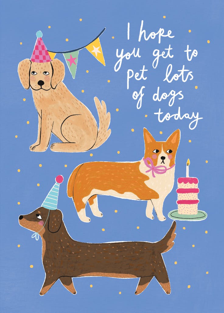 Pat a dog party - happy birthday card