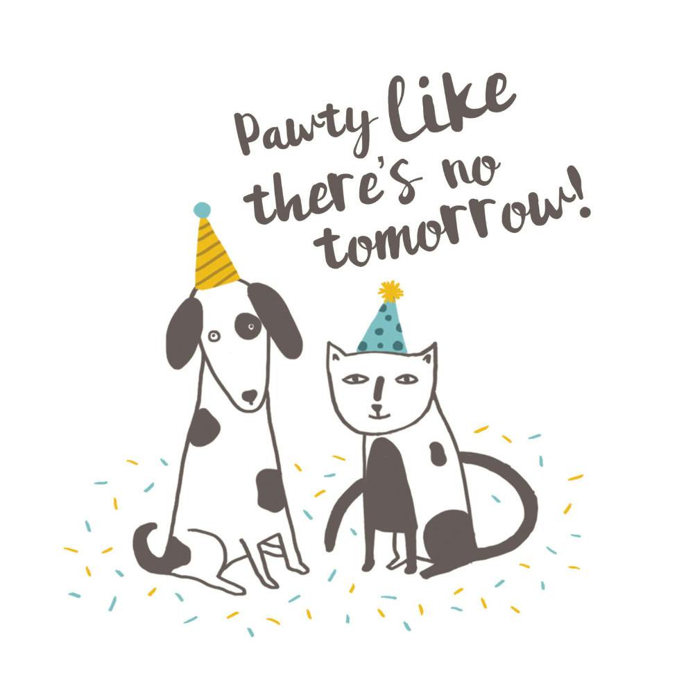 Pawty time - happy birthday card