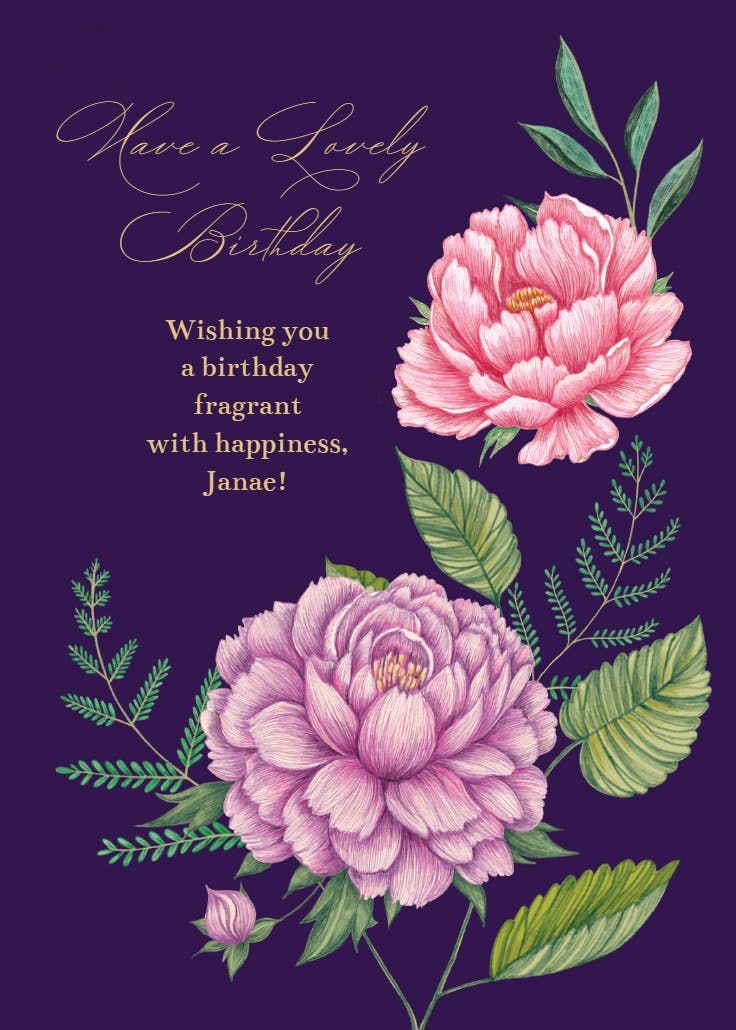 Perfect peonies - happy birthday card