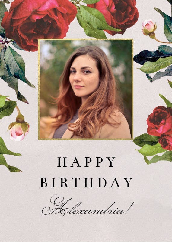 Photo roses - happy birthday card