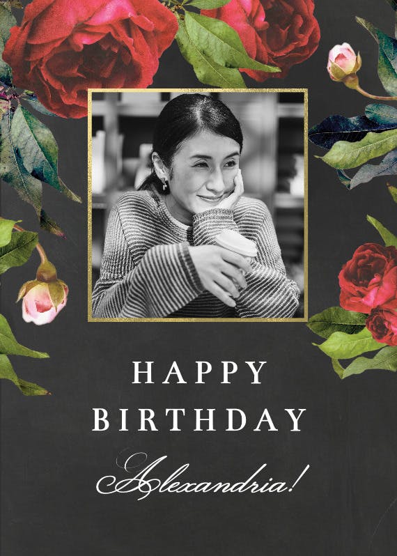 Photo roses - happy birthday card