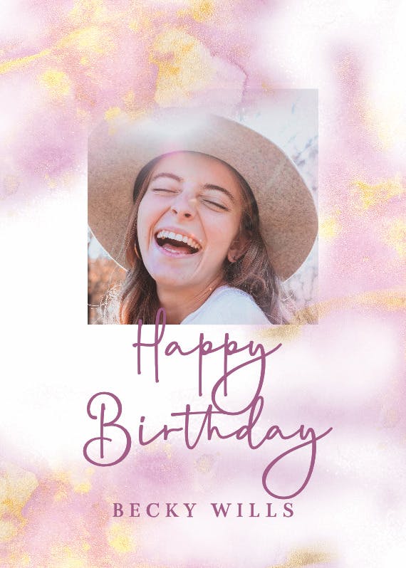 Pink abstract watercolor - birthday card