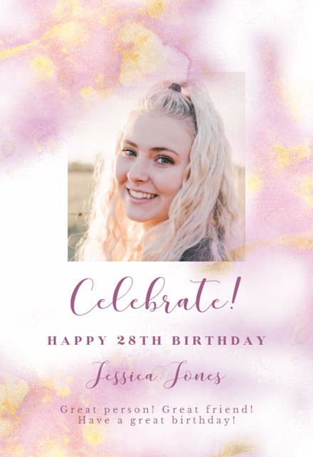 Pink Abstract Watercolor - Birthday Card