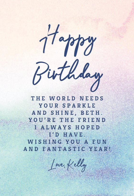 Pink and blue mixture - happy birthday card
