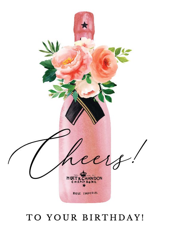 Pink champagne - birthday card
