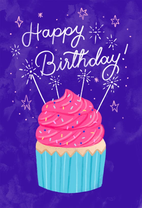 Pink cupcake - happy birthday card