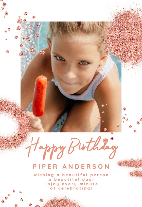 Pink glitter shapes - happy birthday card