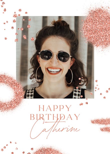 Pink glitter shapes - birthday card