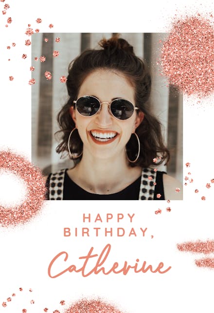 Pink Glitter Shapes - Birthday Card