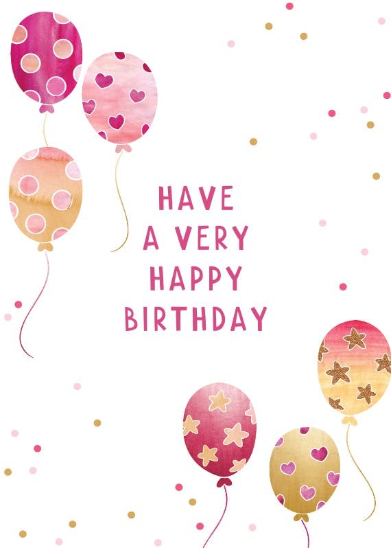 Pink gold balloons - tarjeta de cumpleaños