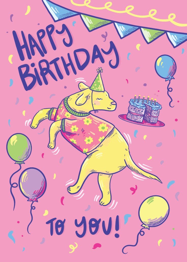 Pink pawty - birthday card