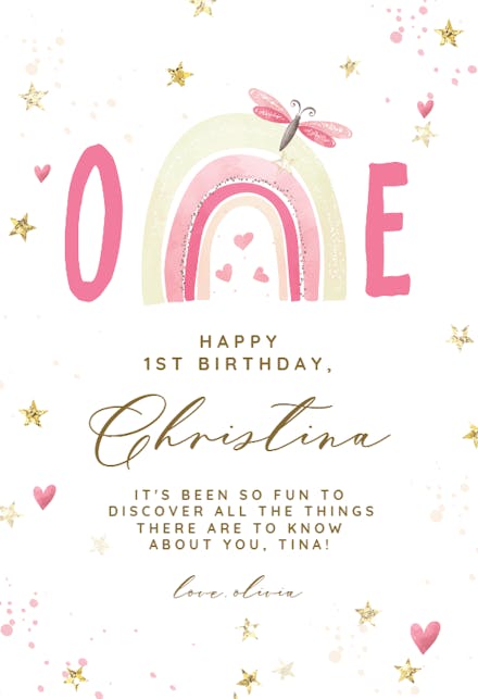 Pink Rainbow And Bug - Birthday Card | Greetings Island