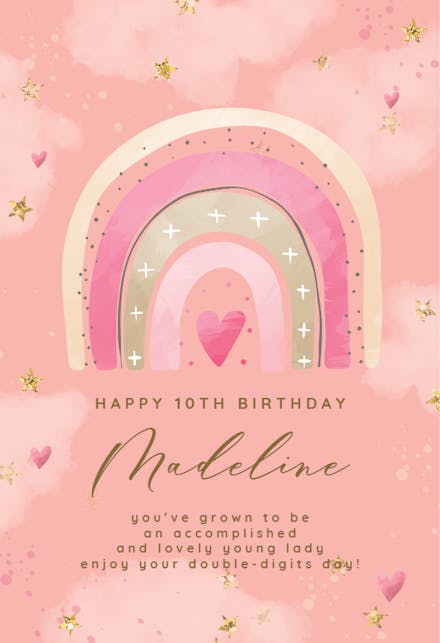 Pinky Rainbow Hearts - Birthday Card | Greetings Island