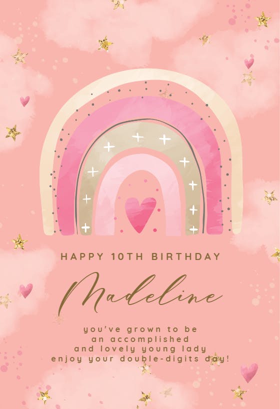 Pink rainbow heart - happy birthday card