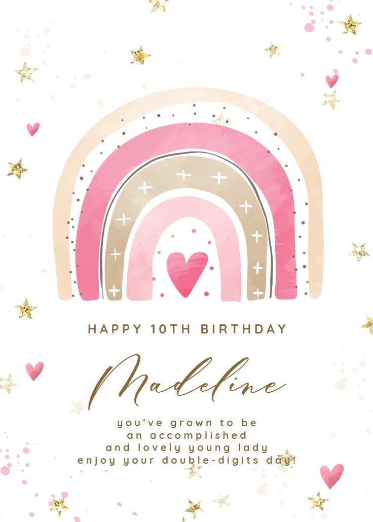 Pink rainbow heart - happy birthday card