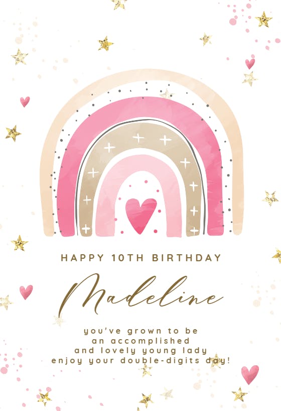 Pink rainbow heart - birthday card