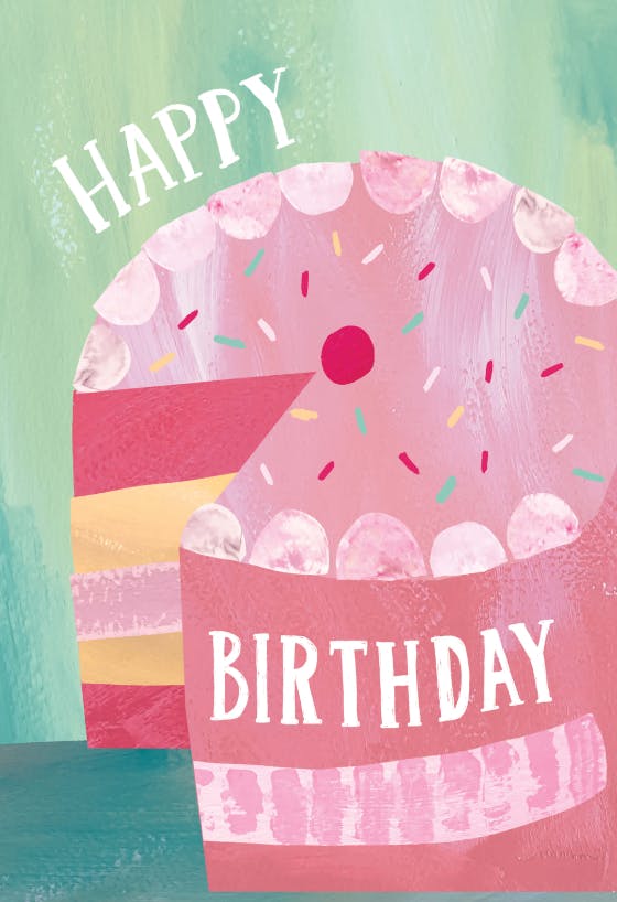 Pinky cake - happy birthday card