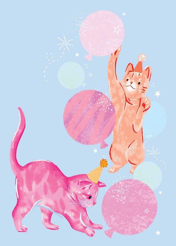 Pinky paws party -  tarjeta de cumpleaños