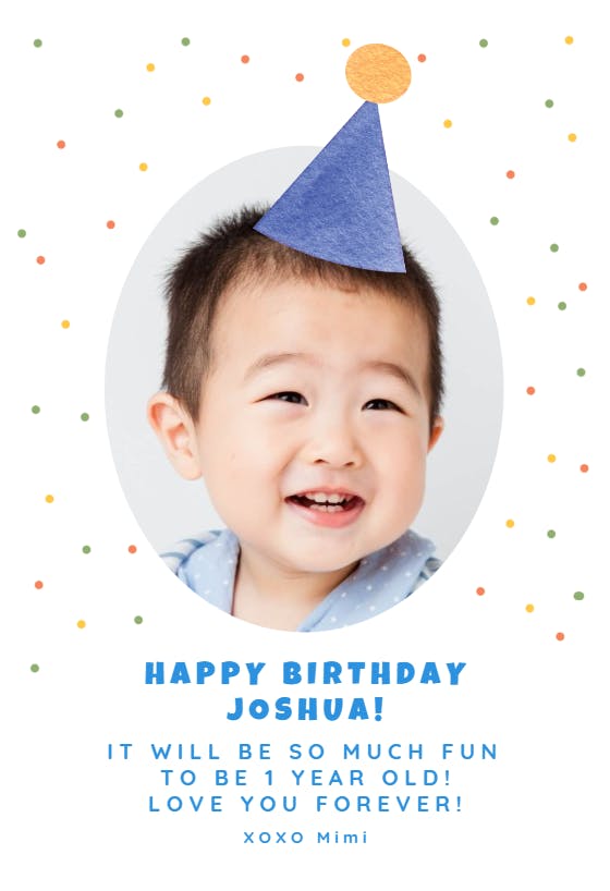 Polka dots & party hat - happy birthday card