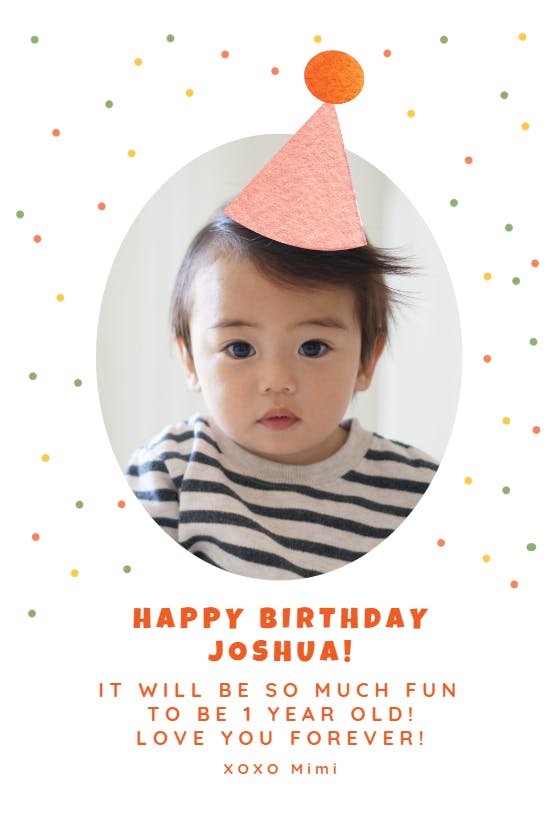 Polka dots & party hat - happy birthday card