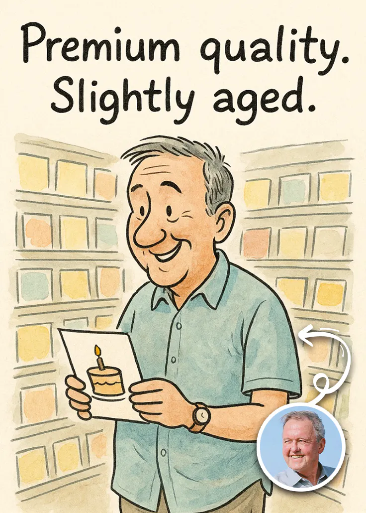 Premium quality, slightly aged - hyvää syntymäpäivää -kortti