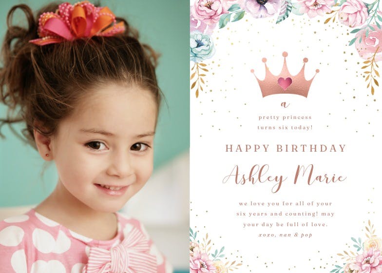 Pretty princess - tarjeta de cumpleaños