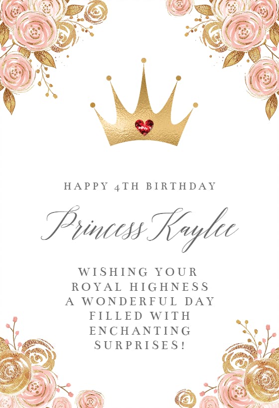Pretty princess -  free birthday card