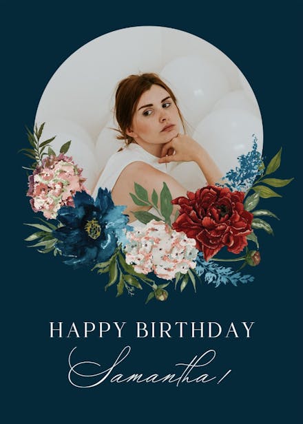 Purple flowers - birthday card