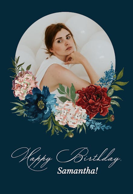 Purple Flowers - Birthday Card