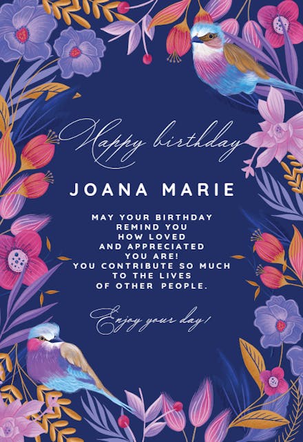 Purple Garden - Birthday Card