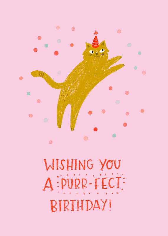 Purrfect birthday cat -   funny birthday card