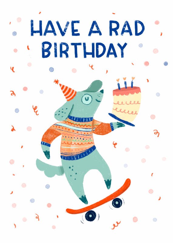 Rad birthday skater -  tarjeta de cumpleaños