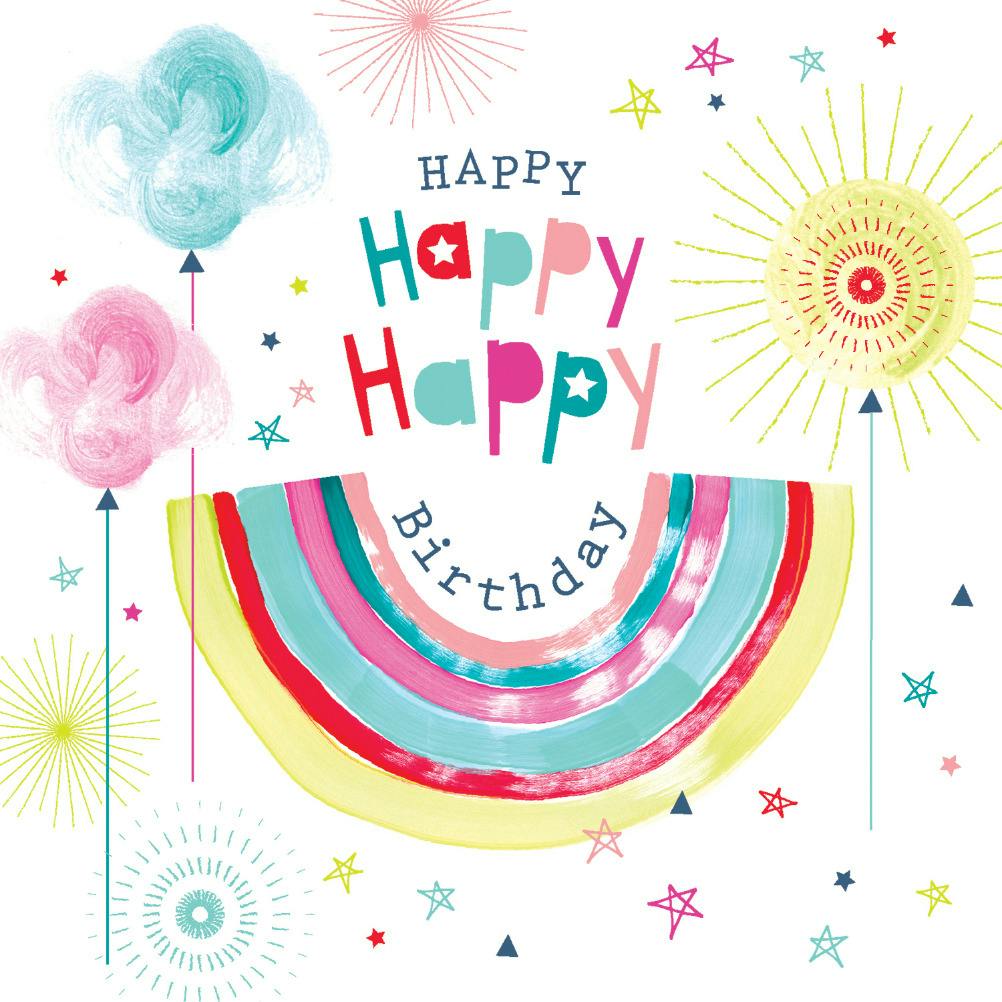 Rainbow & sparkles - happy birthday card
