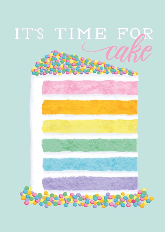 Rainbow cake - happy birthday card