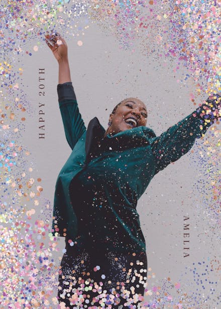 Rainbow confetti frame - birthday card