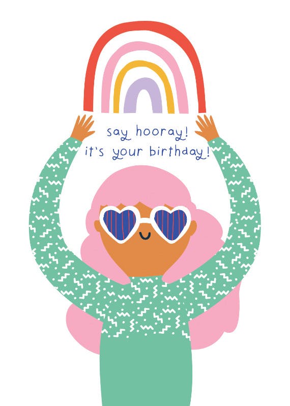 Rainbow girl - happy birthday card
