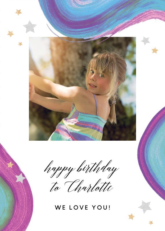 Rainbow paint brushes - happy birthday card