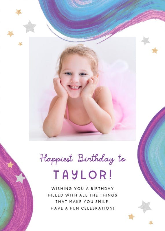 Rainbow paint sparkles - happy birthday card