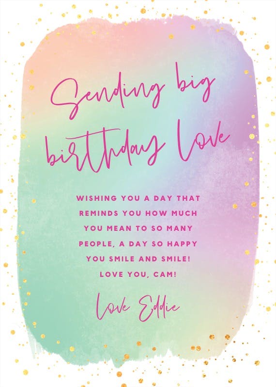 Rainbow spatters - happy birthday card