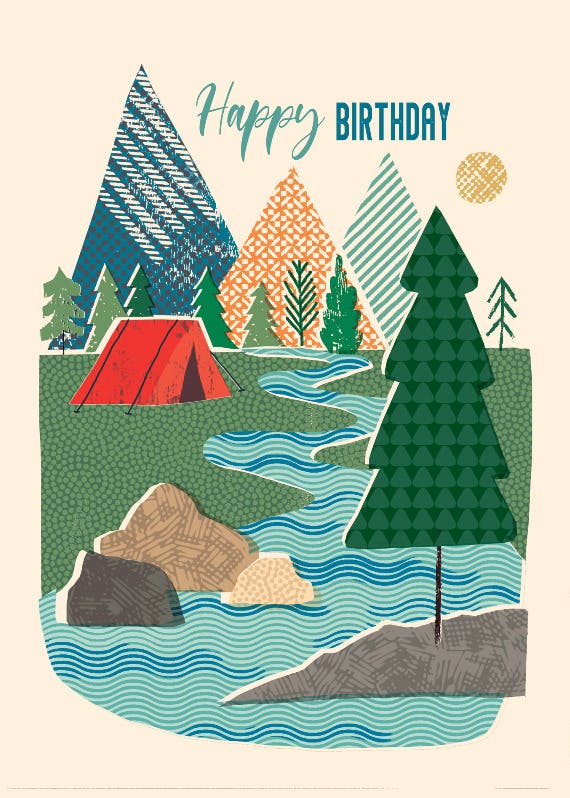 River camping -  tarjeta de cumpleaños gratis
