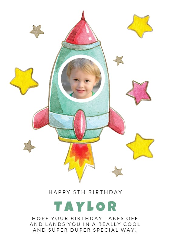 Roaring rocket - happy birthday card