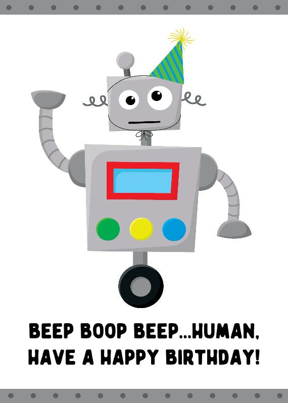 Robots - happy birthday card